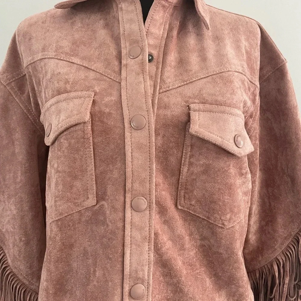 NWT Blank NYC Vegan Suede Fringe Moto Jacket Sz M - Picture 7 of 14